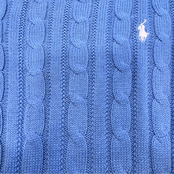 Polo Ralph Lauren UNISEX Kids Cable Knit Pullover Sweater Light Blue M 8-10 - Picture 3 of 8